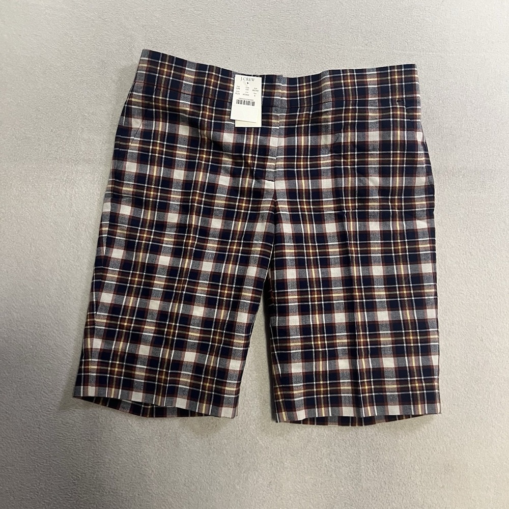 J. Crew City Fit Chino Shorts Women's Size 6 Plaid Wool Blend NWT 86244